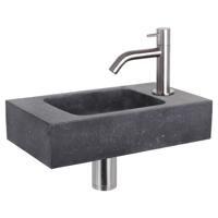 Differnz fonteinset bombai black - natuursteen - kraan gebogen - 40 x 22 x 9 cm - mat chroom Differnz fonteinset bombai black - natuursteen - kraan gebogen - 40 x 22 x 9 cm - mat chroom