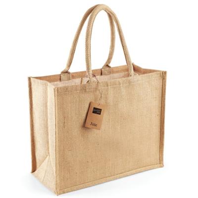 Jute boodschappentas/shopper - naturel - 42 x 33 x 19 cm - Naturel goodiebag - 21 liter