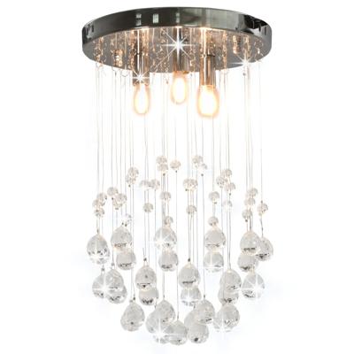 VidaXL Plafondlamp met kristallen kralen rond 3xg9 zilverkleurig
