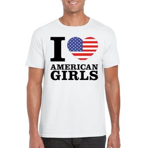 Wit I love American girls/ I love Amerikaanse dames t-shirt voor heren 2XL  -