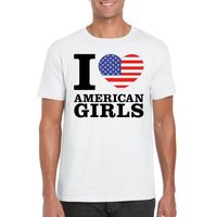 Wit I love American girls/ I love Amerikaanse dames t-shirt voor heren 2XL  - - thumbnail