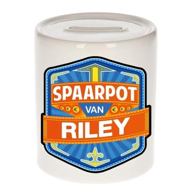 Kinder spaarpot met naam - Riley - keramiek - met dop - wit - Sparen - Spaargeld van Riley Kinder spaarpot met naam - Riley - keramiek - met dop - wit - Sparen - Spaargeld van Riley