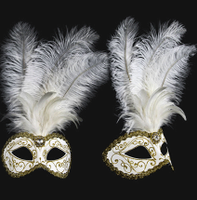 Venetiaanse oogmaskers met witte veren - thumbnail