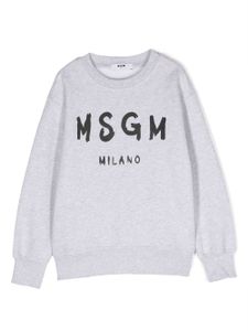 MSGM Kids sweat en coton à logo imprimé - Gris