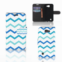 LG K4 Telefoon Hoesje Zigzag Blauw - thumbnail