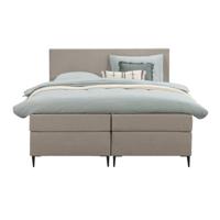Leen Bakker - Boxspring Liv Egaal - 160x200 Cm - Slanke Poot - Stof - Beige