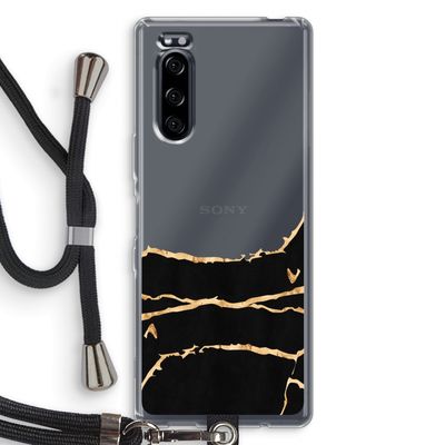 Gouden marmer: Sony Xperia 5 Transparant Hoesje met koord