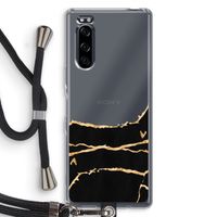 Gouden marmer: Sony Xperia 5 Transparant Hoesje met koord