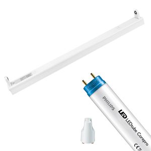 LED TL Armatuur met T8 Buis - Aigi Dybolo - 60cm Enkel - Philips - CorePro LEDtube EM 865 - 8W - Helder/Koud Wit 6500K | Vervangt 18W