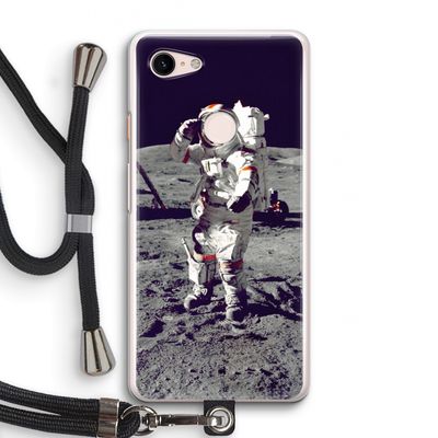 Spaceman: Pixel 3 Transparant Hoesje met koord
