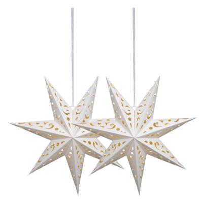 Verlichte kerstster - 2x - wit - D58 m - papier - LED - warm wit - steady light - timer - binnen