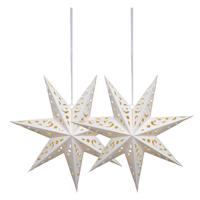 Verlichte kerstster - 2x - wit - D58 m - papier - LED - warm wit - steady light - timer - binnen