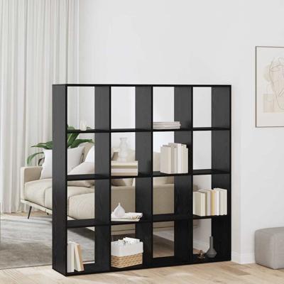 Boekenkast Zwart eiken 137.5 x 29 x 137.5 cm Bewerkt hout