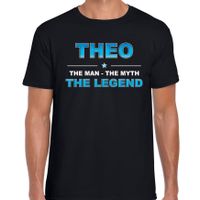 Naam cadeau t-shirt Theo - the legend zwart voor heren