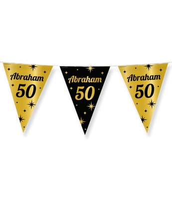 Classy Vlaggenlijn Abraham 50 Jaar Zwart/Goud (10m)