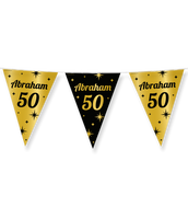 Classy Vlaggenlijn Abraham 50 Jaar Zwart/Goud (10m)