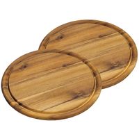 2x stuks houten broodplanken/serveerplanken rond met sapgroef 25 cm - Serveerplanken