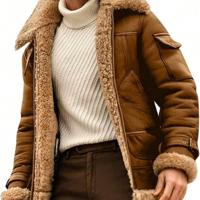 Men's Coffee Leather Flying Jacket - Casual Winter Zipper Coat Brown / XXL