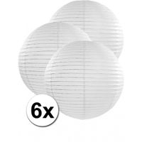 6x stuks witte luxe lampionnen van 50 cm 6x stuks witte luxe lampionnen van 50 cm