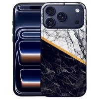 Apple IPhone 17 Pro Max Hoesje Marble White Black Zwart TPU Rand