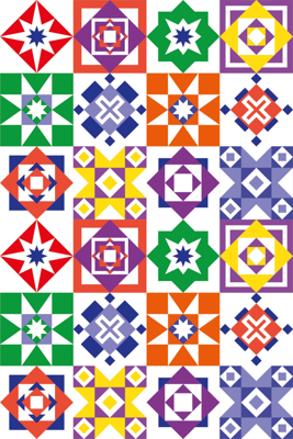 Veelkleurig ontwerp tegels behang