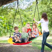150 cm Lange Schotelschommel met LED-verlichting Ovale Boomschommel voor Kinderen & Volwassenen Outdoor Schommelset