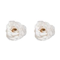 2x stuks witte decoratie rozen glitters op clip 7 cm - Kersthangers
