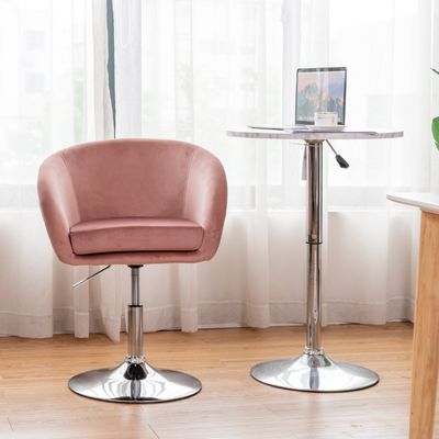 Fluwelen Draaibare Stoel Slaapkamer Stoel met in Hoogte Verstelbare Ronde Rugleuning Moderne Bureaustoel Make-Up Stoel Roze/Grijs/Groen