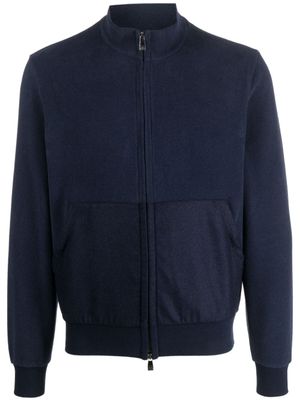 Corneliani sweat zippé à col montant - Bleu