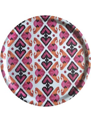 Les-Ottomans plateau Ikat en bois - Rose