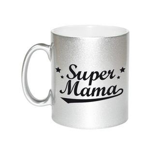 Super mama zilveren mok / beker voor Moederdag 330 ml