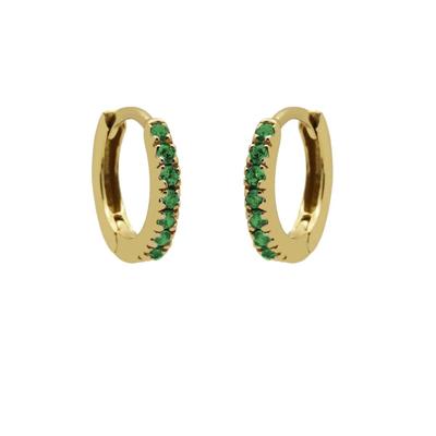 Karma Oorringen Plain Hoops Round Emerald Green 13 mm Goud