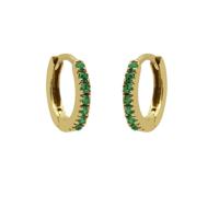 Karma Oorringen Plain Hoops Round Emerald Green 13 mm Goud