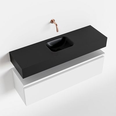 Toiletmeubel Mondiaz Andor | 100 cm | Meubelkleur Talc | Lex vrijhangend wastafel Urban Midden | Zonder kraangat