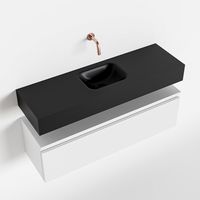 Toiletmeubel Mondiaz Andor | 100 cm | Meubelkleur Talc | Lex vrijhangend wastafel Urban Midden | Zonder kraangat