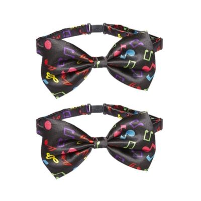 Verkleed vlinderstrikje met muzieknoten - 4x stuks - zwart - muziek/musical thema accessoires