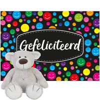 Happy Horse beer Baggio knuffel 22 cm met Gefeliciteerd A5 wenskaart - thumbnail