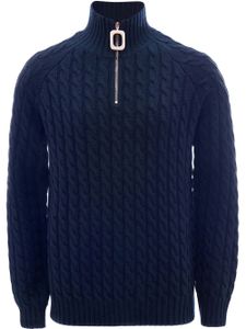 JW Anderson pull Henley en maille torsadée - Bleu