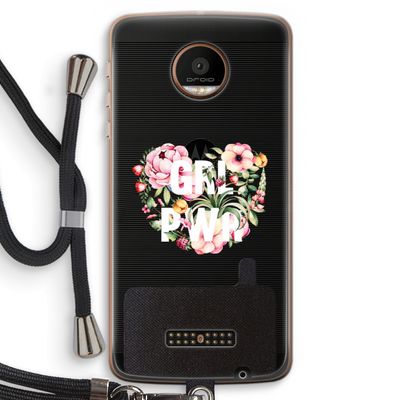 GRL PWR Flower: Motorola Moto Z Force Transparant Hoesje met koord