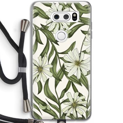 Wit bloemenpatroon: LG V30 Transparant Hoesje met koord