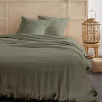 Bedset - TODAY - 123329 - 2 personen - 260x240cm - Effen katoenen gaas - Salie