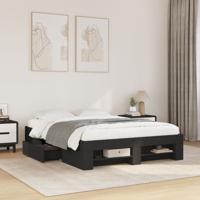 Bedframe bewerkt hout zwart 140x190 cm