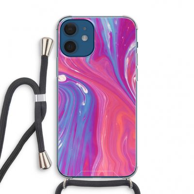 Paarse stroom: iPhone 12 mini Transparant Hoesje met koord