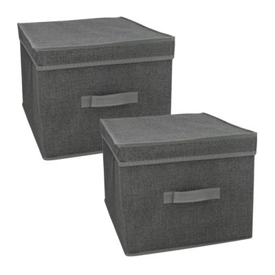 Gerimport Opbergbox London - 4x - 40 x 31 x 25 cm - antraciet - met handvaten