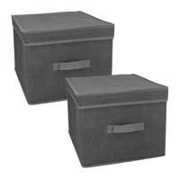 Gerimport Opbergbox London - 4x - 40 x 31 x 25 cm - antraciet - met handvaten
