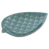 Tafeldecoratie DKD Home Decor 27,5 x 16 x 3 cm Turkoois Orientaals Verchroomd Blad van een plant