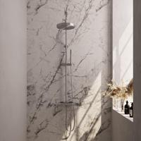 BRAUER Stripe Opbouw Thermostatische Regendouche - SET 01 - 25cm hoofddouche - staaf handdouche - doucheslang - RVS-kleurig geborsteld PVD 5-NG-348