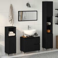 Badkamermeubelset met lade 3 pcs Zwart Eiken 30 x 30 x 190 cm
