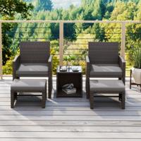 5-Delige Meubelset Rotan Set Meubelen Terrasmeubelset Bruin + Grijs