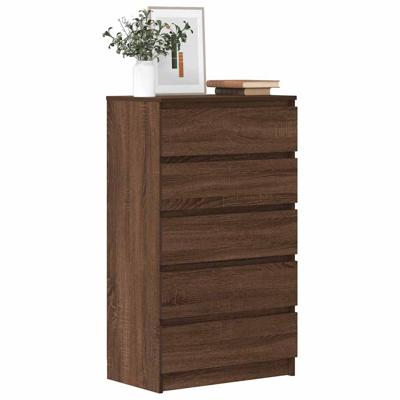 Ladekast 60x36x103 cm bewerkt hout bruin eikenkleur